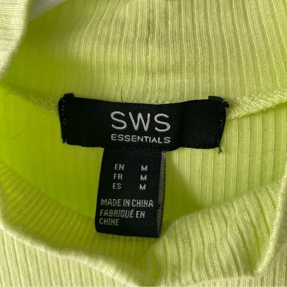 sws essentials neon yellow long sleeve mock neck bodysuit - Picture 3 of 7